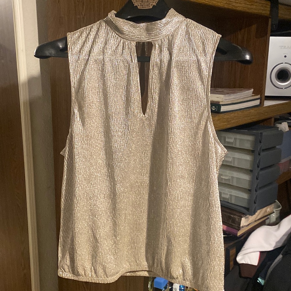 Express gold shimmer sleeveless evening top size large
